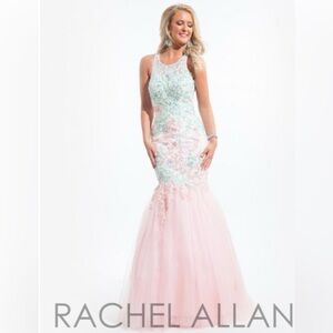 NWT Rachel Allan 6831 - Sz 4 - Soft Coral / Mint